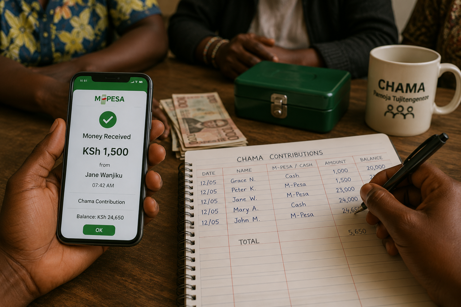M-Pesa payment and manual chama recording